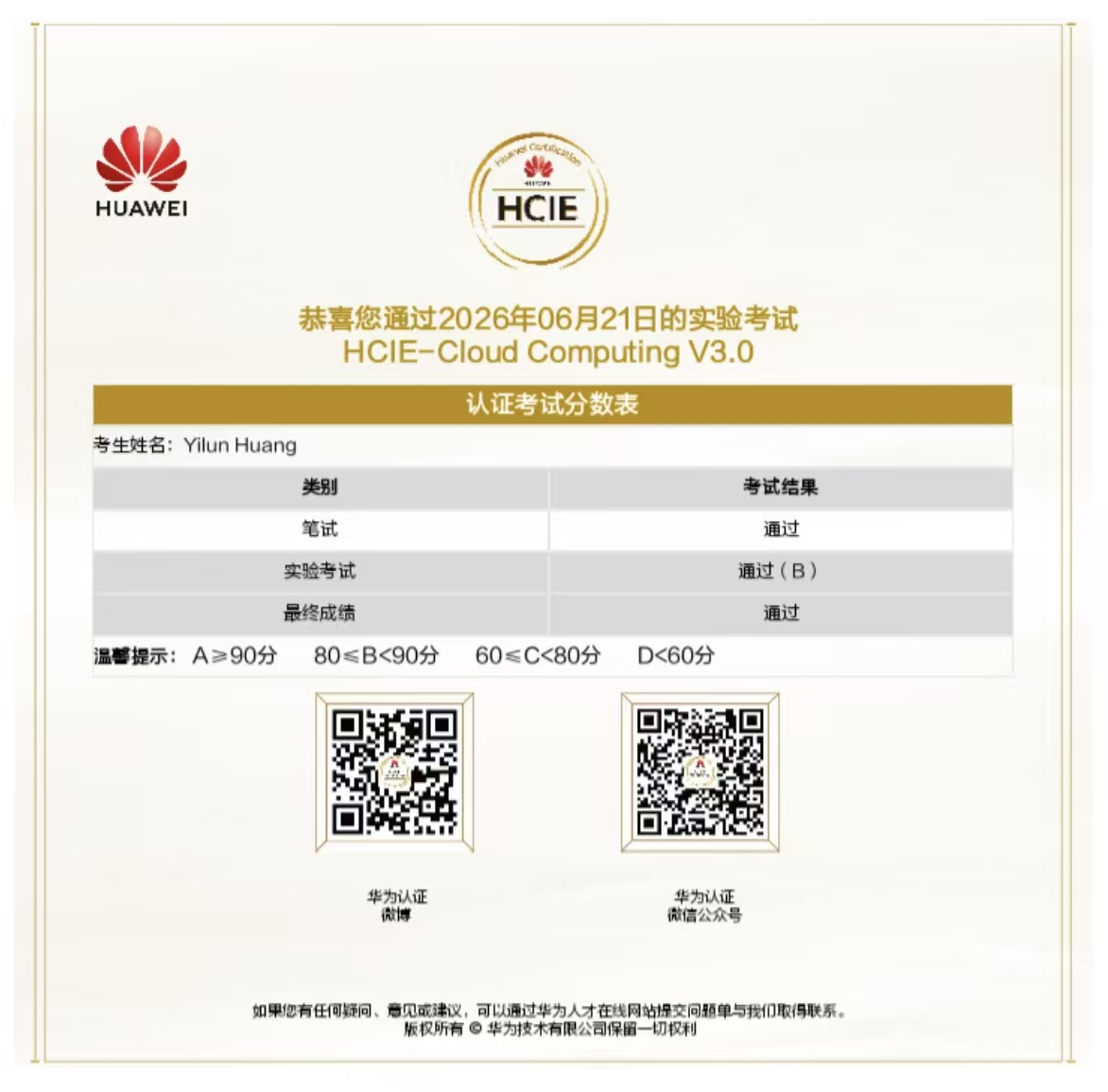 HCIE证书